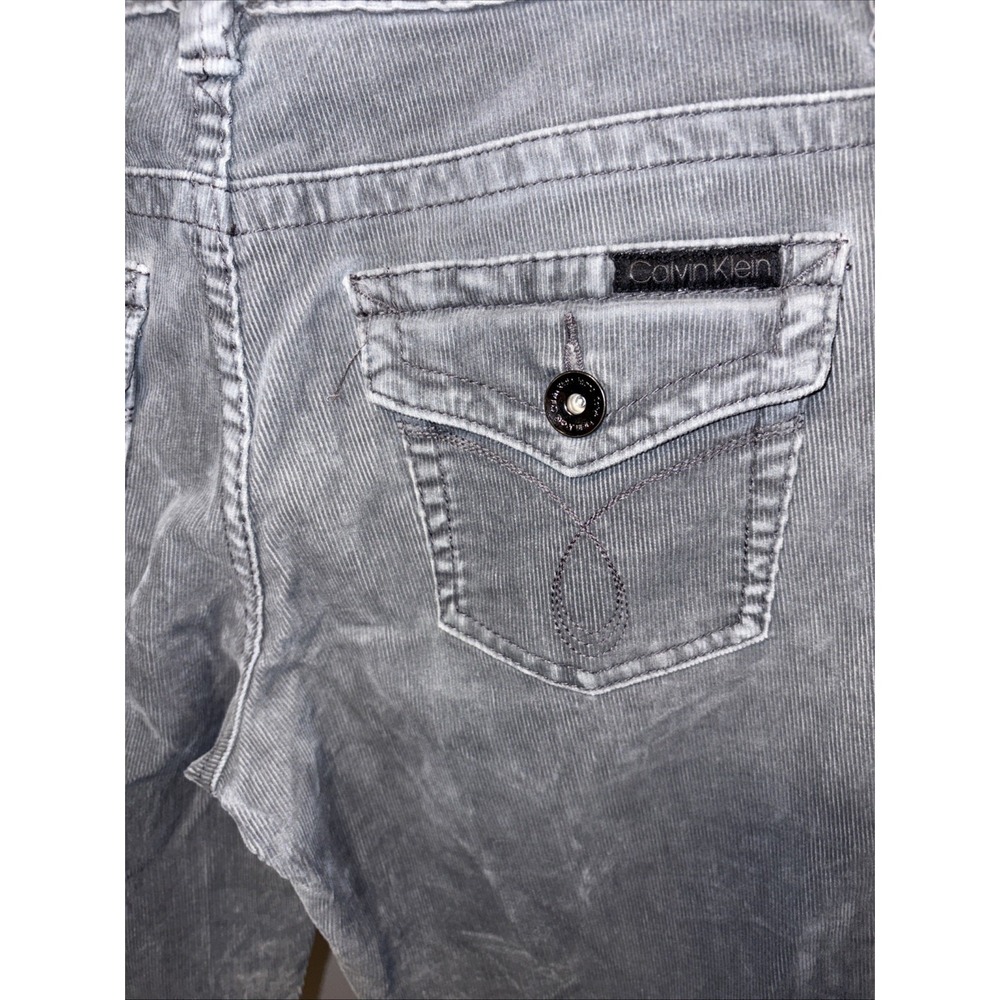 Calvin Klein Women's Corduroy Pants Gray Size 10 Straight Stretch Mid Rise 31"